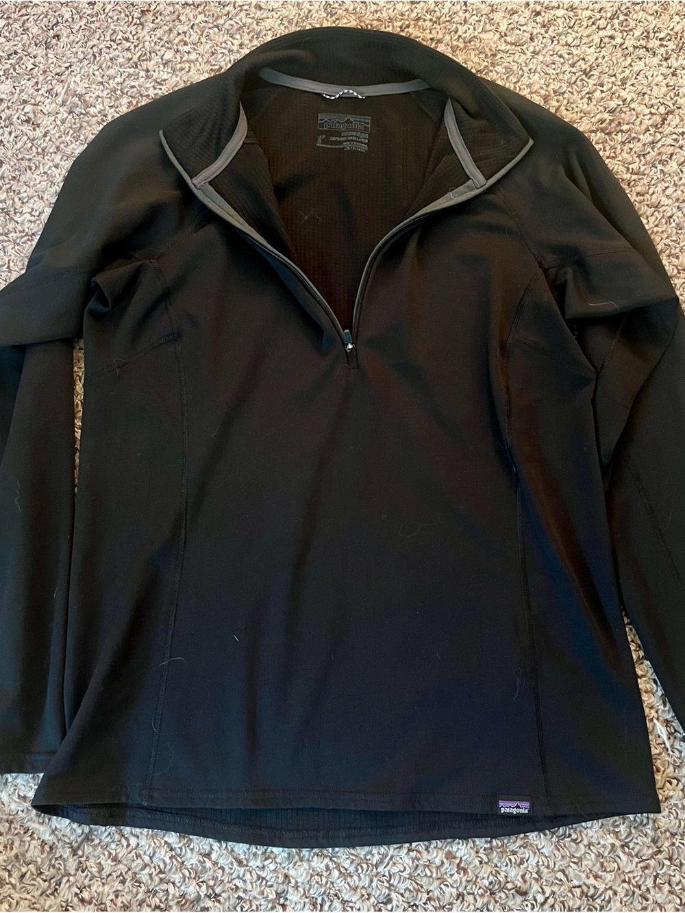 Patagonia Black Half-Zip Capilene Baselayer Performance Pullover